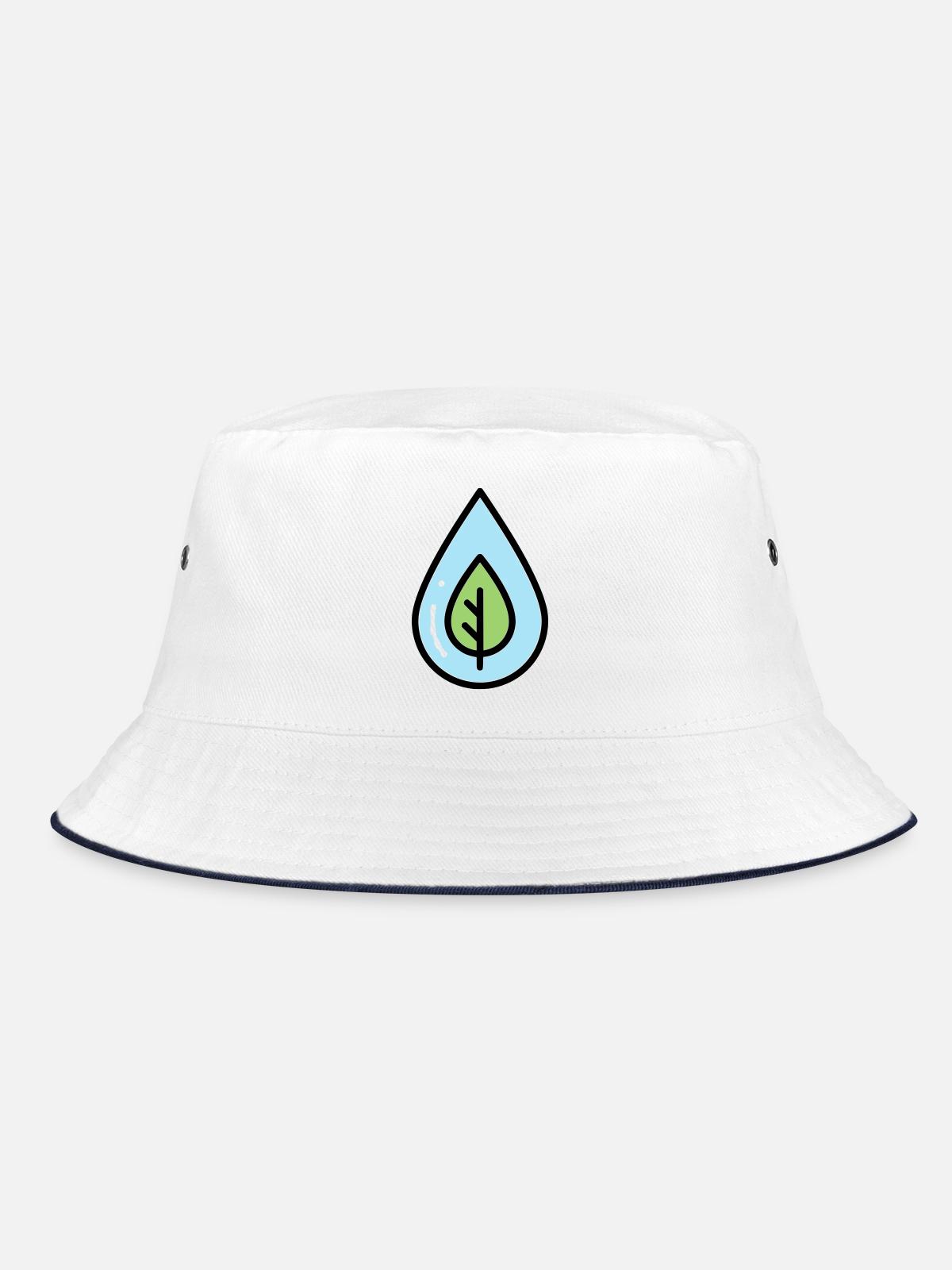 Water Drop Leaf Eco - Bucket Hat - white/navy - Front