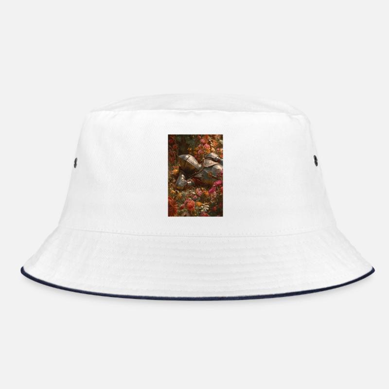 Blumenritter in Blühe - Bucket Hat - Weiß/Navy