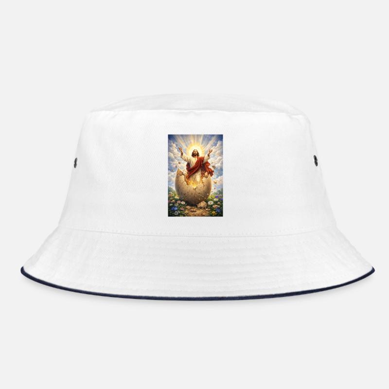 Auferstehung aus Eierbruch - Bucket Hat - Weiß/Navy
