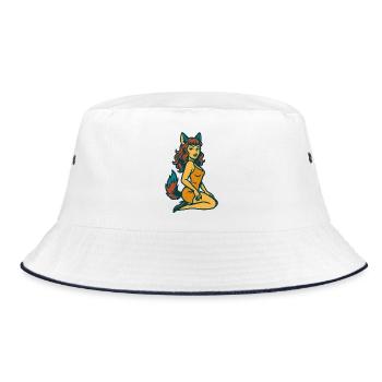 Fox Spirit Pinup - Bucket Hat - white/navy - Front