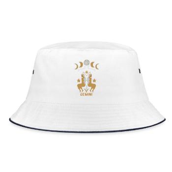 Gemini - Zwilling Sternzeichen - Bucket Hat - Weiß/Navy - Vorne
