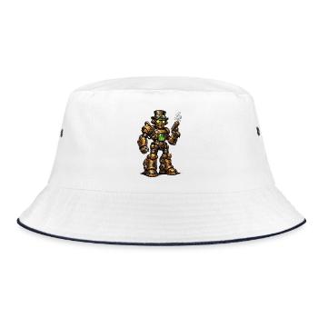 Steampunk Robo with Green Core - Bucket Hat - white/navy - Front
