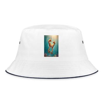Zwillingsseepferdchen sonnenbeschienen unter Wasser - Bucket Hat - Weiß/Navy - Vorne