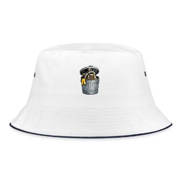 Waschbär im Mülltonne mit Banane - Bucket Hat - Weiß/Navy - Vorne