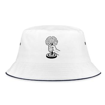 Digitales Gehirn Cyborg Künstliche Intelligenz  - Bucket Hat - Weiß/Navy - Vorne