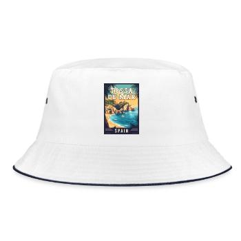 Explore Captivating Tossa de Mar in Spain - Bucket Hat - white/navy - Front