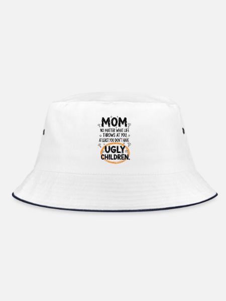 Mom: At least you don't have ugly children - Bucket Hat - white/navy - Front