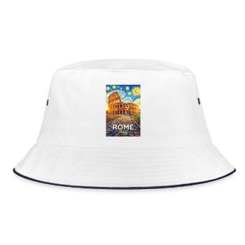 Rom, Italien. - Bucket Hat - Weiß/Navy - Vorne