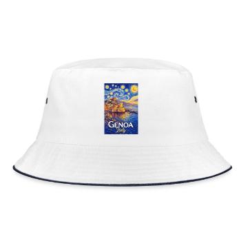 Genoa, Italy. - Bucket Hat - white/navy - Front