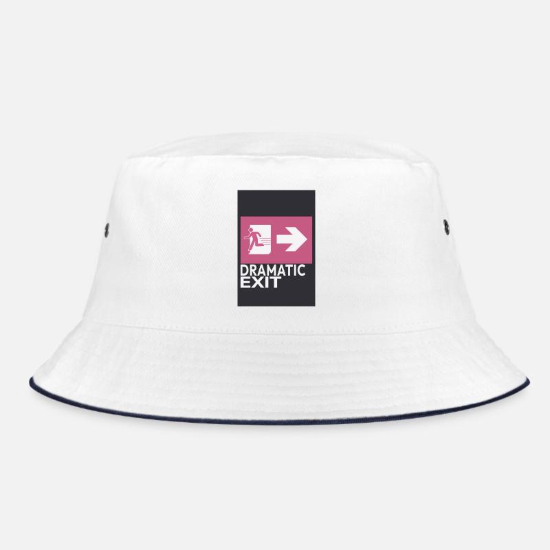 Dramatic Exit Minimal Poster Humor Grafik Bucket Hat