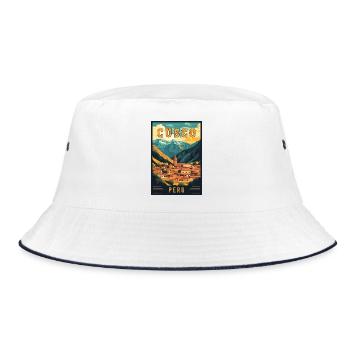 Discover Vibrant Cusco in Peru - Travel Art - Bucket Hat - white/navy - Front