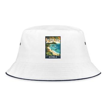 Erkunden Sie Byron Bay in Australien – Coastal Bliss - Bucket Hat - Weiß/Navy - Vorne