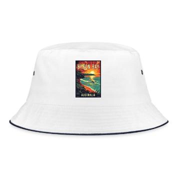 Entdecken Sie Byron Bay in Australien – Coastal Bliss - Bucket Hat - Weiß/Navy - Vorne