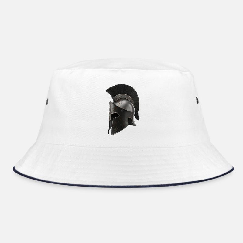 Rusty Warrior Helmet with Black Feather Bucket Hat