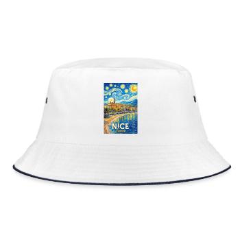 Nice, Frankreich - Bucket Hat - Weiß/Navy - Vorne