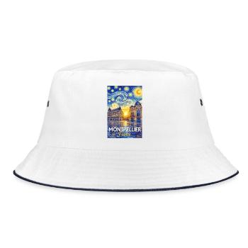 Montpellier, France - Bucket Hat - white/navy - Front