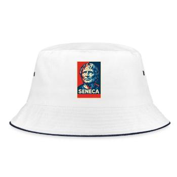 Seneca Pop Art Porträt - Bucket Hat - Weiß/Navy - Vorne