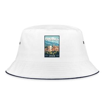 Discover Granada in Spain Beauty of Alhambra - Bucket Hat - white/navy - Front