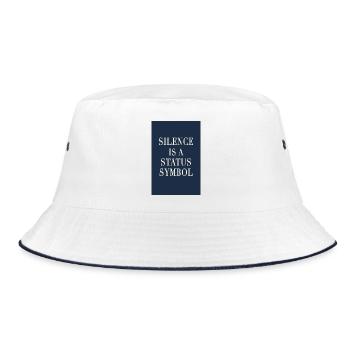 Silence is a Status Symbol – Old Money Style - Bucket Hat - white/navy - Front