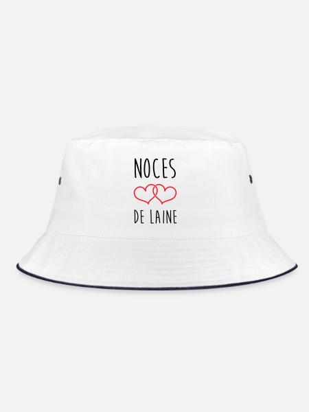 Wool's Wedding 7 years of marriage - Bucket Hat - white/navy - Front