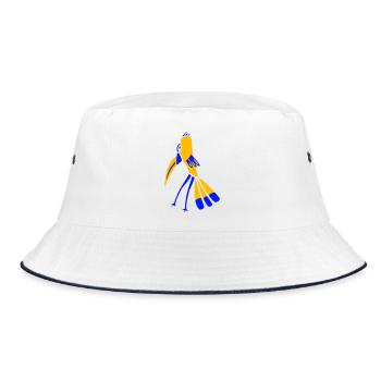 Blue Yellow Feather Bird Fantasy - Bucket Hat - white/navy - Front
