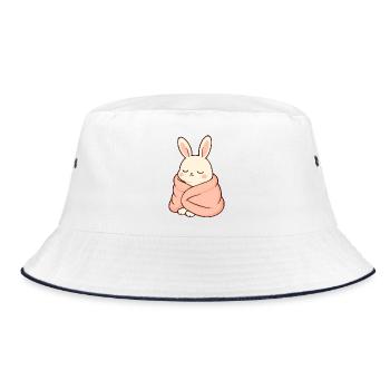 Sleeping bunny in cuddly blanket - Bucket Hat - white/navy - Front