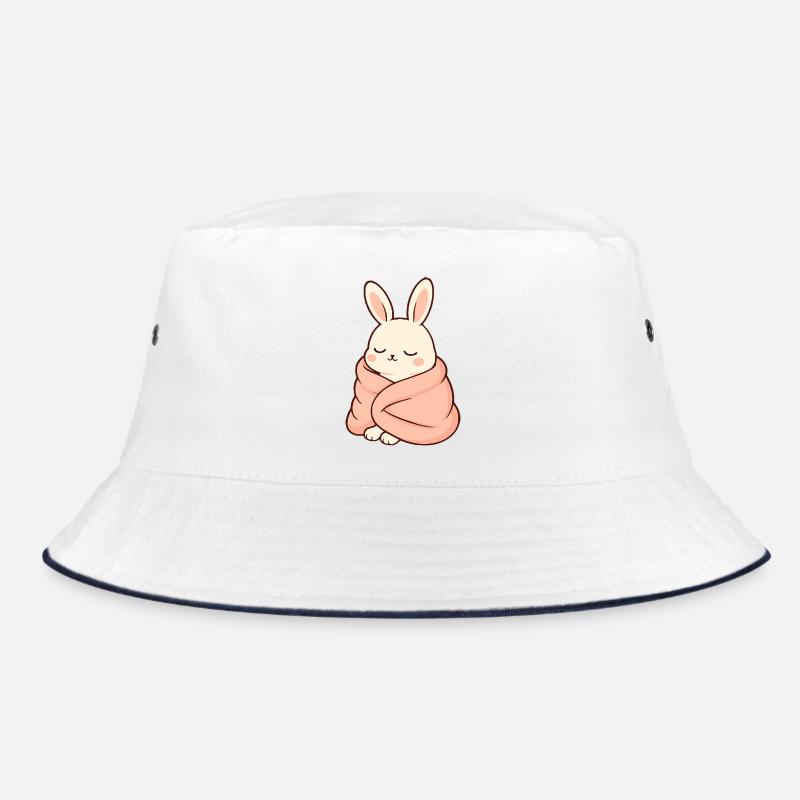 Sleeping bunny in cuddly blanket Bucket Hat