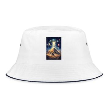 Alien Pyramid UFO - Bucket Hat - Weiß/Navy - Vorne