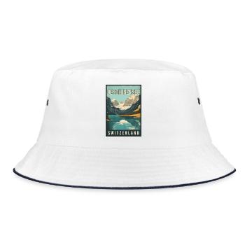 Discover Alpine Gem Oeschinensee in Switzerland - Bucket Hat - white/navy - Front