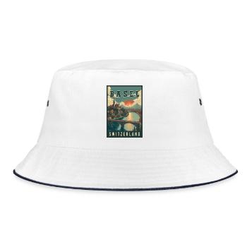 Discover River City of Basel in Switzerland - Bucket Hat - white/navy - Front
