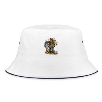 Trucker life Coffee break Dog - Bucket Hat - white/navy - Front