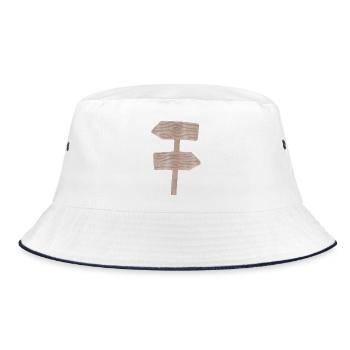 Woodland Signpost Wood Grain Graphic - Bucket Hat - white/navy - Front