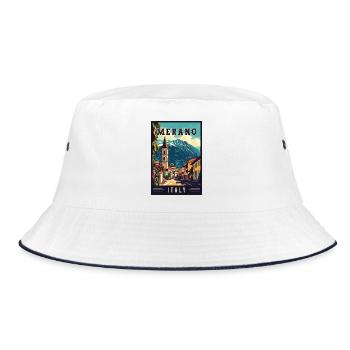 Explore Breathtaking Merano in Italy - Bucket Hat - white/navy - Front