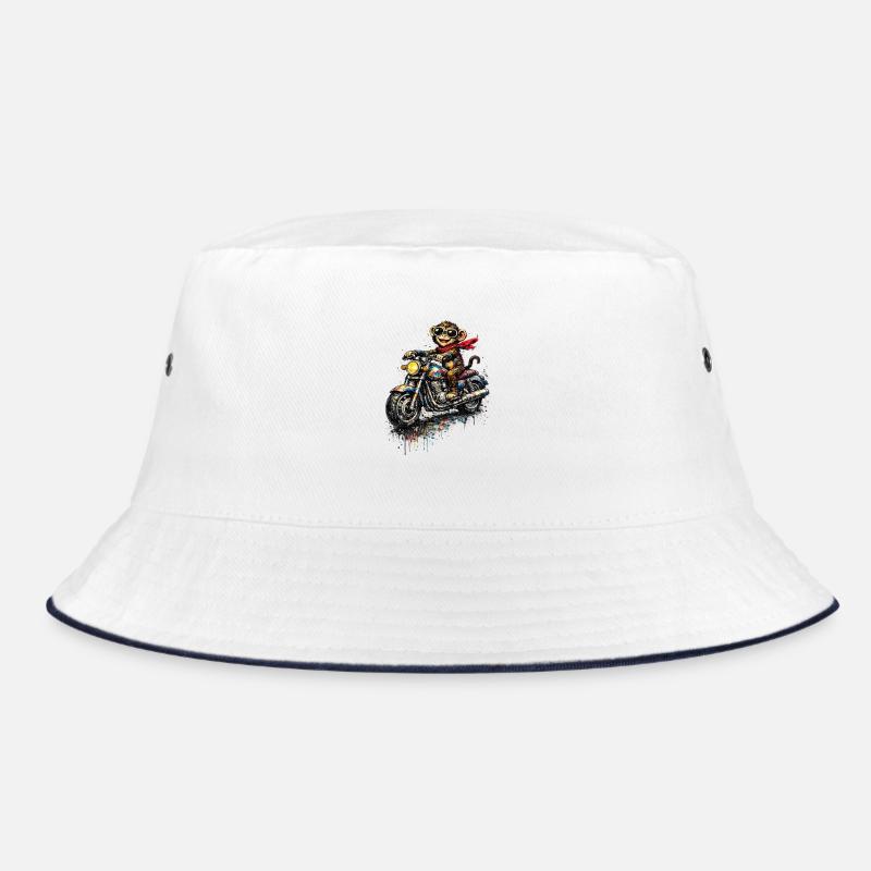 Affe auf Motorrad Farbenexplosion Bucket Hat