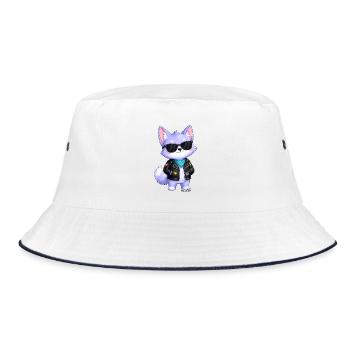 Autocollant du petit loup violet - Bob - blanc/marine - Devant