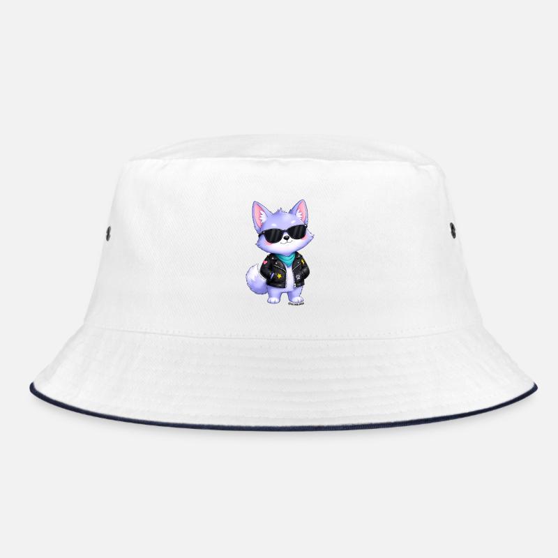 Autocollant du petit loup violet - Bob - blanc/marine
