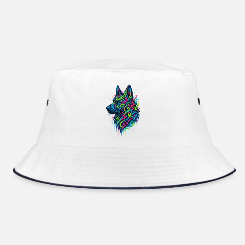 German Shepherd Pop Art Colorful Dog Squirrel Bucket Hat