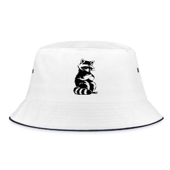 Naughty raccoon with crossed arms - Bucket Hat - white/navy - Front