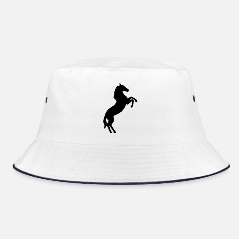 Pferd - Bucket Hat - Weiß/Navy