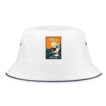 Explore Captivating Faro in Portugal - Bucket Hat - white/navy - Front