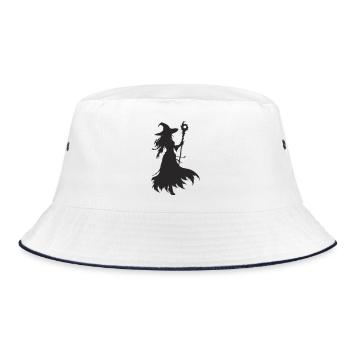 Witch in Moonlight Silhouette - Bucket Hat - white/navy - Front