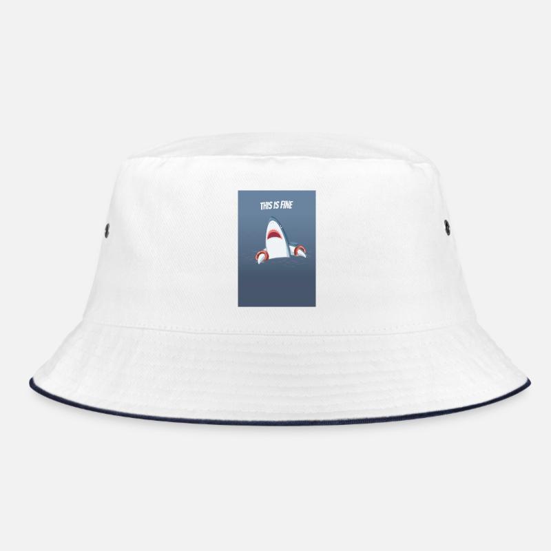 This Is Fine Lustiger Hai Humor Spruch Bucket Hat