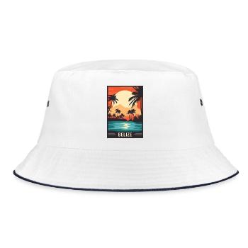 Erleben Sie das tropische Paradies von Belize - Bucket Hat - Weiß/Navy - Vorne