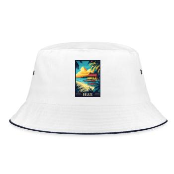Entdecken Sie das tropische Paradies von Belize - Bucket Hat - Weiß/Navy - Vorne