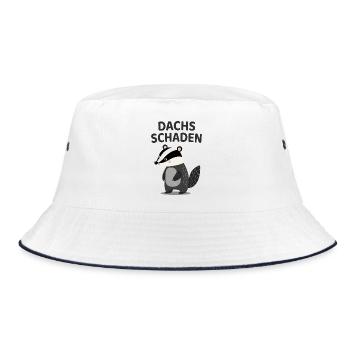 Dachs Schaden Lustiger Dachs Spruch - Bucket Hat - Weiß/Navy - Vorne