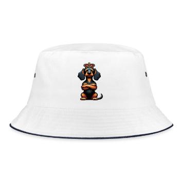 wire-haired dachshund dachshund dachshund owner Teckel Tekkel - Bucket Hat - white/navy - Front