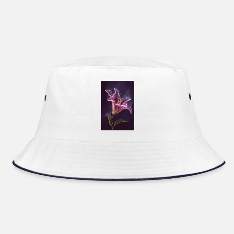 Neon Lily Glow in Violet Night Bucket Hat
