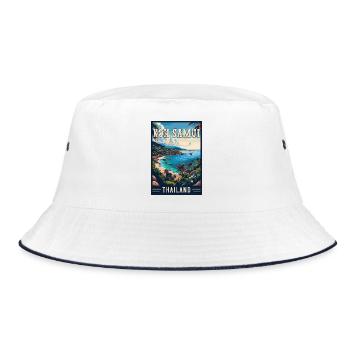 Explore Paradise in Koh Samui in Thailand - Bucket Hat - white/navy - Front