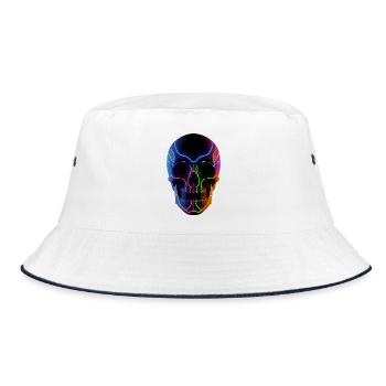 Glowing skull for DJ & techno fans - Bucket Hat - white/navy - Front