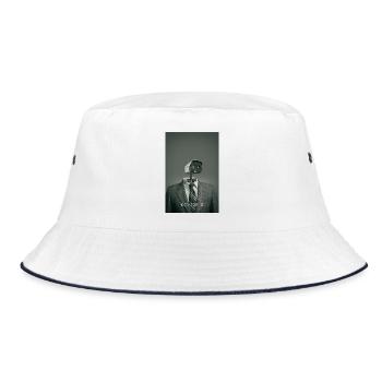 silent surveillance,überwachung,übe Minimal Poster - Bucket Hat - Weiß/Navy - Vorne